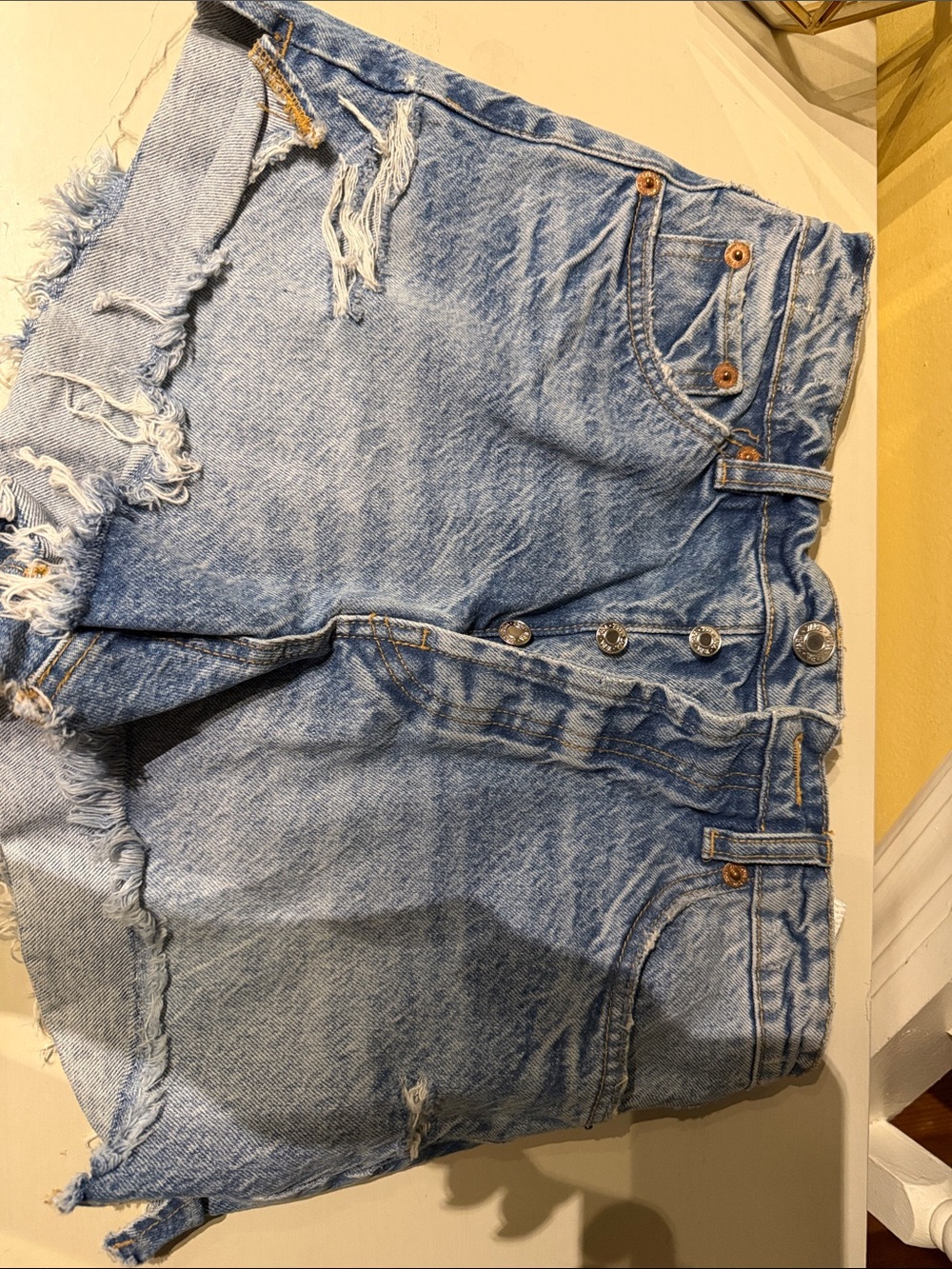 Zara Distressed Button-Front Denim Skirt - Light Blue